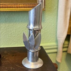 Vintage Banka Tin Indonesia bamboo leaf vase